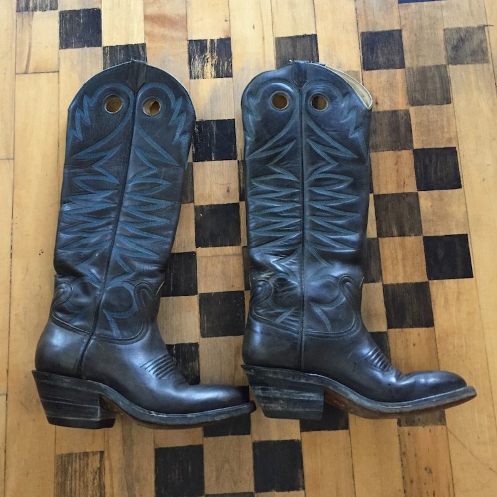 Custom made women's high heeled tall cowboy boots